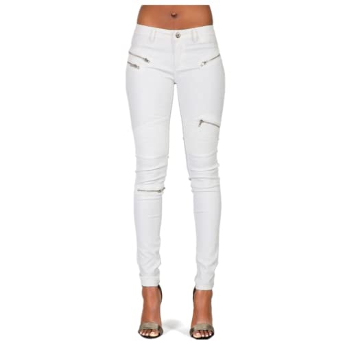 Andiwa Damen-Leggings aus Kunstleder, mit Reißverschluss, Push-Up-Oberteil, Stretch-Leggings, zierlich/normal/hoch, Weiß, M Andiwa Damen-Leggings aus Kunstleder, mit Reißverschluss, Push-Up-Oberteil, Stretch-Leggings, zierlich/normal/hoch, Weiß, M von Andiwa