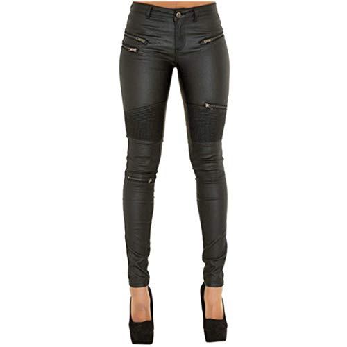 Andiwa Damen-Leggings aus Kunstleder, mit Reißverschluss, Push-Up-Oberteil, Stretch-Leggings, zierlich/normal/hoch von Andiwa