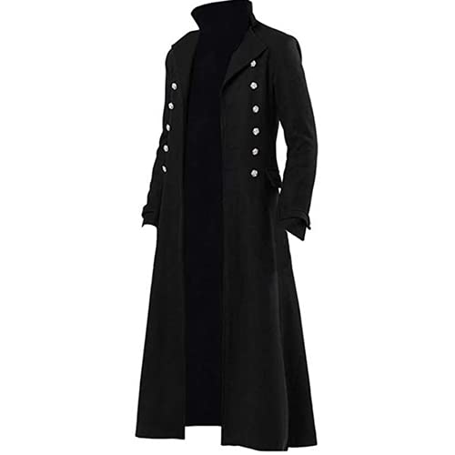 Herren Gothic Steampunk Vintage Jacke viktorianischer Frock Mantel Uniform Kostüm Mittelalter Pirat Wikinger formeller Smoking Mantel Gr. XXL, Schwarz von Andiwa