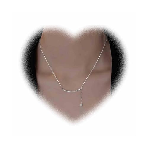 Andiyace Bohemian Curved Anhänger Halskette, Silber Horizontal Curved Halskette, Crystal Curved Halskette, Halskette, Zircon Curved Bar Halskette, Schmuck für Damen und Jugendliche von Andiyace