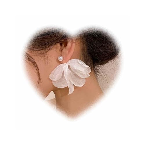Andiyace Bohemian Perle Jacke Ohrringe Spitze Blütenblatt Ohrringe Weiße BlumeOhrringe Zwei-Wege Vorder und RückseiteOhrringe Schmuck Geschenk für Damen und Teenager von Andiyace
