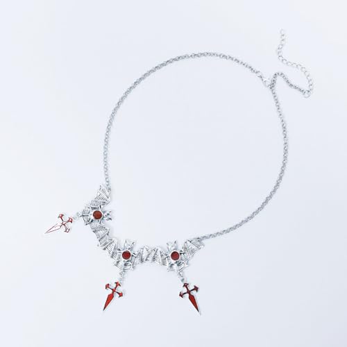 Andiyace Gotische Fledermaus Anhänger Halskette Kreuz HangleHalskette Kette Halloween Cosplay Party Halskette Schmuck für Frauen von Andiyace