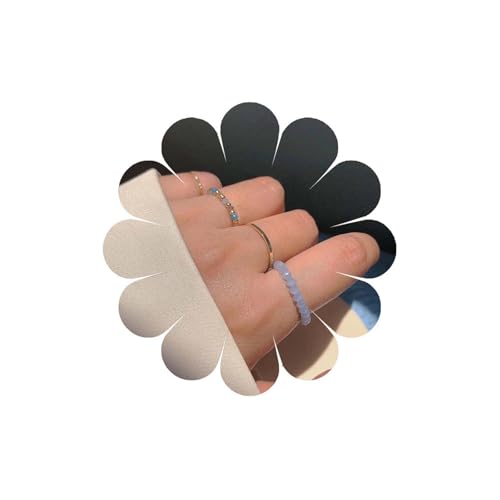 Andiyace Kristallperlen Stretchringe Stretchperlen Stapelringe Edelsteinperlen Ringe Handgemachte Stretchringe Minimalistische Ringe Set Geschenke für Damen und Mädchen (Blau) von Andiyace
