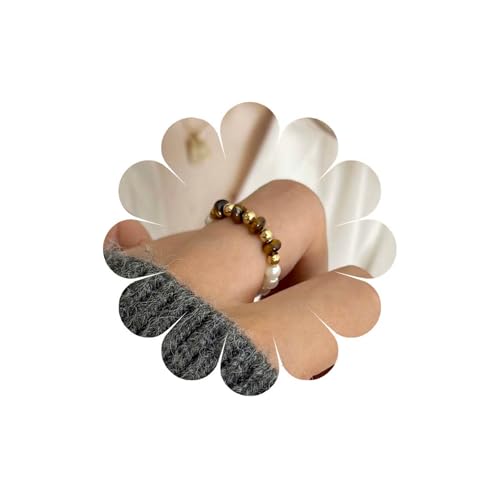 Andiyace Vintage Perlen Stretch Ring Perlen Perlen Stapelbare Ringe Bohemian Perlen Stretch Ring Handgemachte Stapelringe für Schmuck für Damen und Teenager (Stil:F) von Andiyace