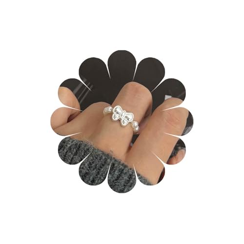 Andiyace Vintage Perlen Stretch Ring Perlen Stapelbarer Ring Schleife StretchRing Handgemachte Stapelring Schmuck für Frauen (Stil:B) von Andiyace