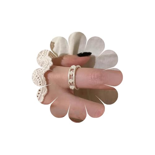 Andiyace Vintage Perlenringe Perlenknöchelringe Gold Offener Fingerring Vintage Stapelringe Damen schmuck (Silber) von Andiyace