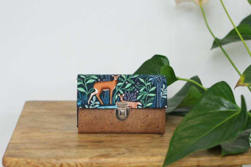 Kleines Portemonnaie Aus Kork, Mit Steckschloss, Damen, Waldtiere von AndnowDE