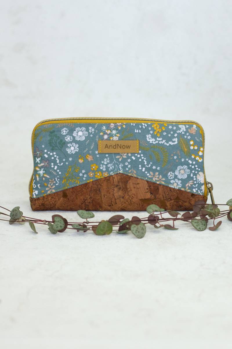 Portemonnaie Geldbeutel Damen Kork Vegan Blumen Mynta von AndnowDE