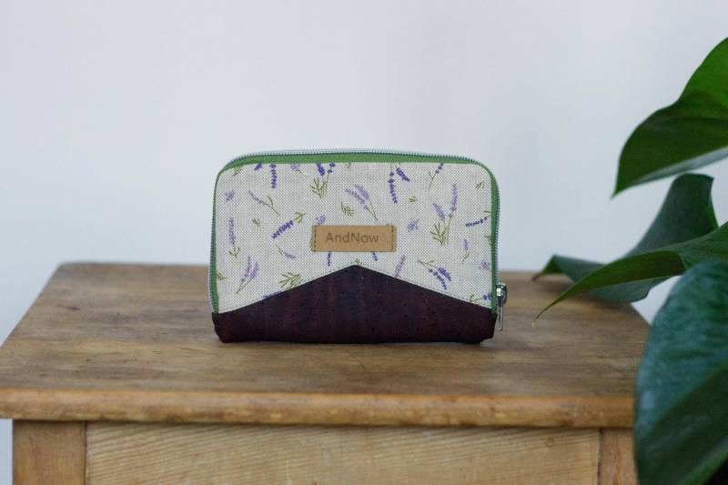 Portemonnaie Geldbeutel Klein Kork Vegan Damen Lavendel Grün von AndnowDE