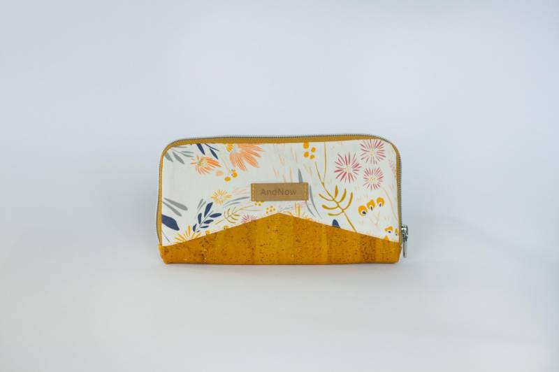 Portemonnaie Geldbörse Portmonee Damen Groß Kork Blumen Mynta von AndnowDE