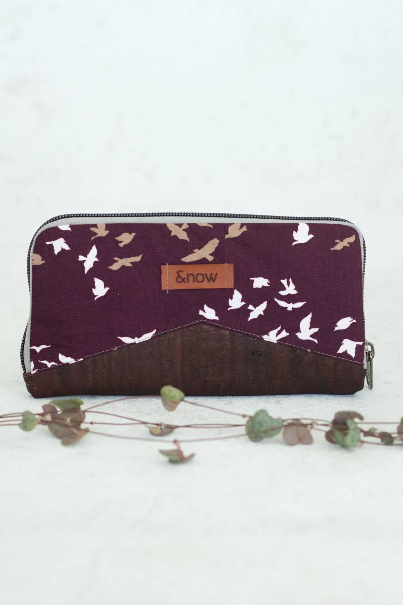 Portemonnaie Geldbörse Portmonee Damen Groß Kork Vögel Schwalben Mynta von AndnowDE