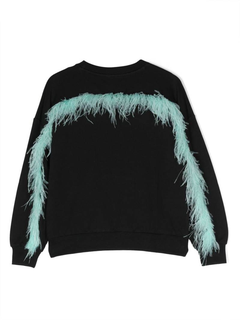 Andorine Sweatshirt aus Bio-Baumwolle mit Federn - Schwarz von Andorine