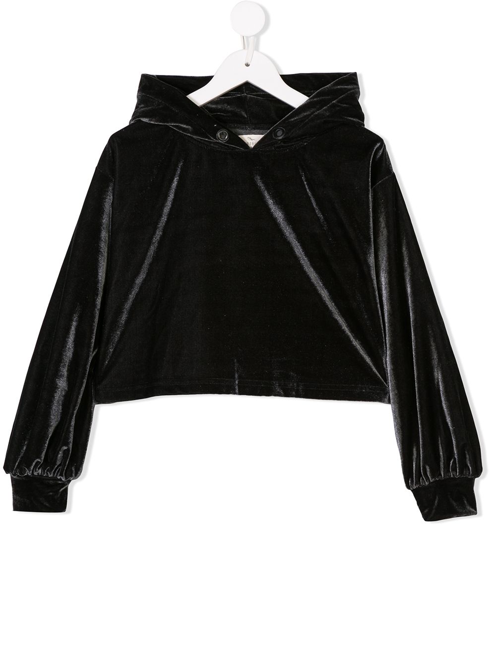 Andorine velvet hooded crop top - Grau von Andorine