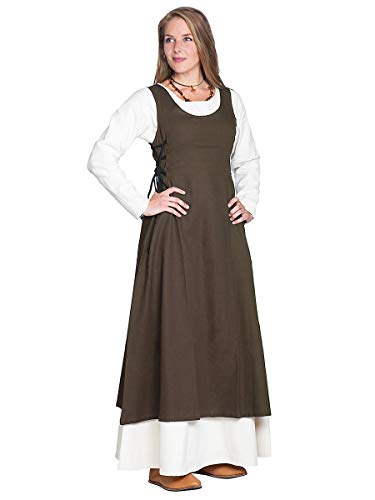 Andracor - Ärmelloses Mittelalter Kleid mit seitlicher Schnürung - Selene - Farbe: Braun - Größe: XXL - Individuell einsetzbar für LARP, Mittelalter, Fantasy & Cosplay von Andracor