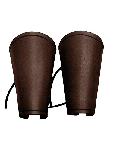 Andracor - Kleine Armschienen aus echtem Leder - Kurze Armstulpe für Kinder und Erwachsene - LARP Mittelalter Cosplay & Wikinger - braun von Andracor