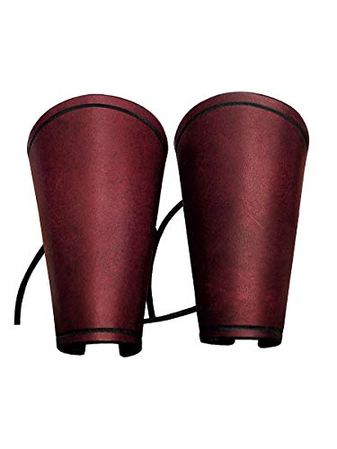 Andracor - Kleine Armschienen aus echtem Leder - Kurze Armstulpe für Kinder und Erwachsene - LARP Mittelalter Cosplay & Wikinger - rot von Andracor