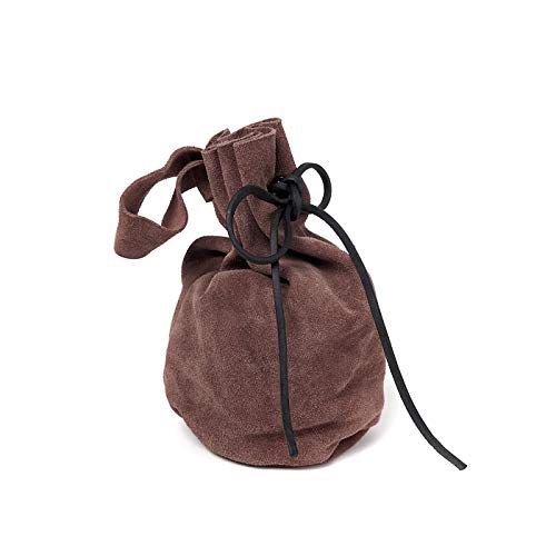 Andracor - Münzbeutel aus Leder - Mittelalterlicher Beutel mit Gürtelschlaufe in Dunkelbraun von Andracor