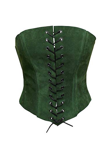 Andracor - Schlichtes Wildleder Mieder - Vollbrust Corsage - Grün XS bis XXL - für LARP, Mittelalter, Steampunk, Wikinger von Andracor