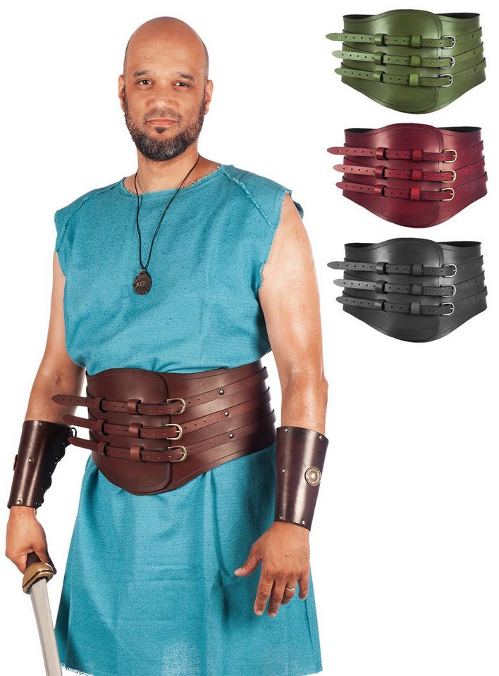 Andracor Ledergürtel Rüstgürtel - Gladiator Schwerer, breiter Ledergürtel mit 9 Schnallen. Für Schurken und raue von Andracor