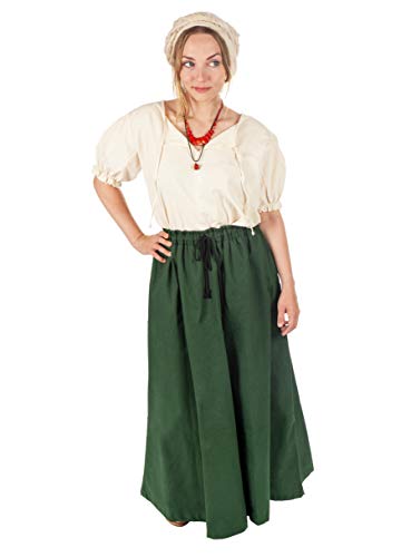 Mittelalter Rock - weit ausgestellt - elastischer Bund (L, Grün) von Andracor