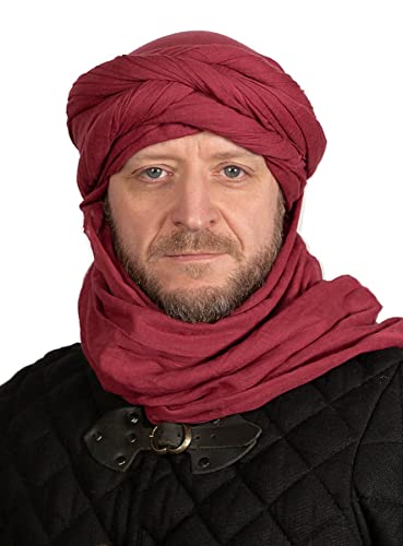 Turban Kopftuch Halstuch Schal - 4x1m - Kirschrot - für LARP, Cosplay Orient Karneval Halloween von Andracor