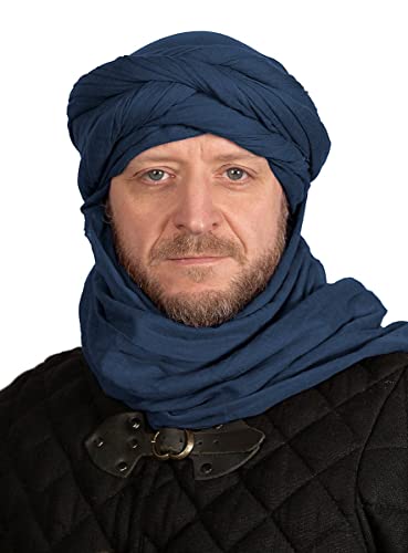 Turban Kopftuch Halstuch Schal - 4x1m - Preußischblau - für LARP, Cosplay Orient Karneval Halloween von Andracor