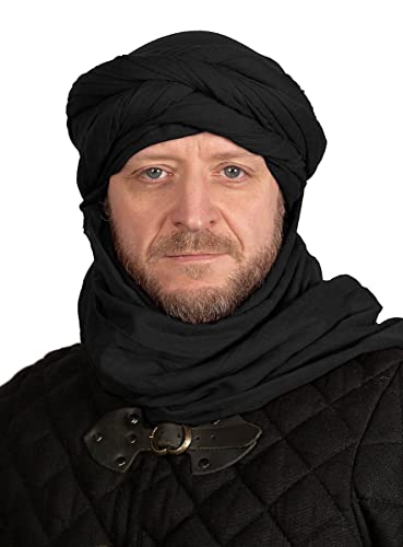 Turban Kopftuch Halstuch Schal - 4x1m - Schwarz - für LARP, Cosplay Orient Karneval Halloween von Andracor