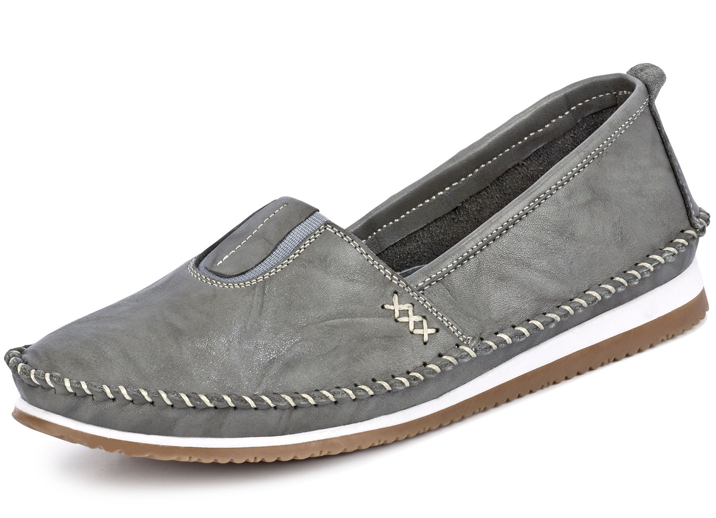 Andrea Conti, leichte Damen-Slipper, mit Gummizug, Grafit, Größe 37 von Andrea Conti