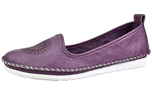 Andrea Conti 0023410 Damen Ballerina Mokassins Leder Slipper, Größe:41 EU, Farbe:Violett von Andrea Conti