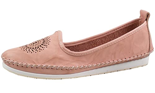 Andrea Conti 0023410 Damen Slipper Ballerina Mokassins Leder, Größe:39 EU, Farbe:Rosa von Andrea Conti