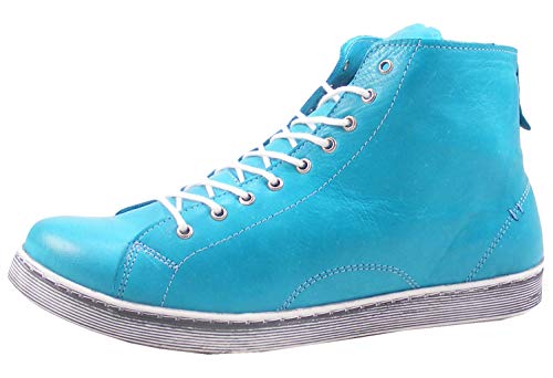 Andrea Conti 0341500 Damen Schnürboots mit Reißverschluss High Top Leder, Größe:37 EU, Farbe:Blau von Andrea Conti