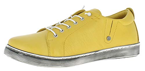 Andrea Conti 0347891 Damen Halbschuhe Sneaker Schnürschuhe Leder, Größe:38 EU, Farbe:Gelb von Andrea Conti