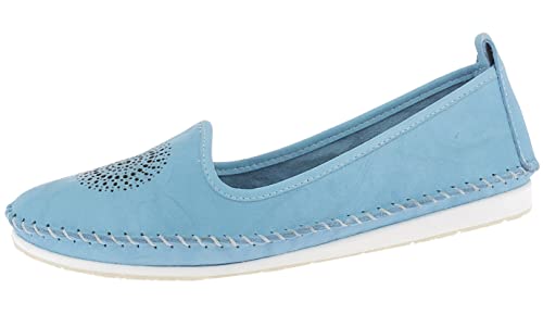 Andrea Conti 0023410 Damen Ballerina Mokassins Leder Slipper, Größe:40 EU, Farbe:Blau von Andrea Conti