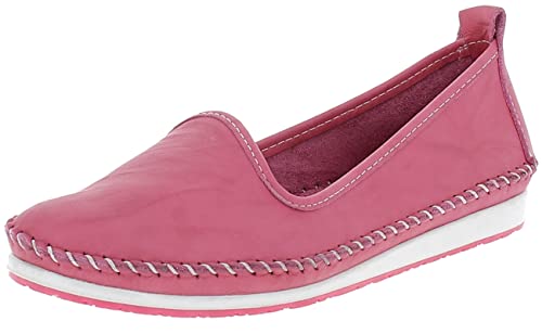 Andrea Conti Damen Mokassins Leder Ballerina Casual bequem kombistark 0027449, Größe:42 EU, Farbe:Pink von Andrea Conti