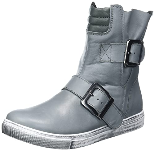 Andrea Conti Damen Stiefelette rockiger Leder Boot Riemen Schnalle 0346833, Größe:38 EU, Farbe:Grau von Andrea Conti