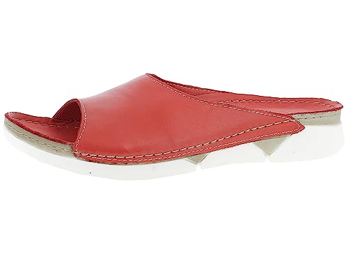 Andrea Conti Damen Pantolette Leder breiter Riemen sportliche Laufsohle 0529610, Größe:40 EU, Farbe:Rot von Andrea Conti