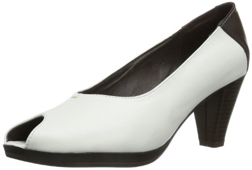 Andrea Conti Damen 0597430 Peep-Toe, Weiß (weiß/braun 078) von Andrea Conti
