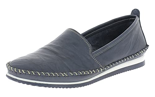 Andrea Conti Damen Leder Slipper 1889601, Größe:40 EU, Farbe:Blau von Andrea Conti