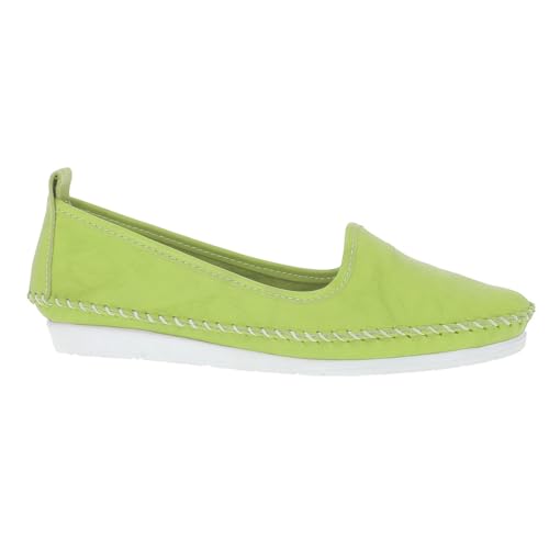 Andrea Conti Damen Ballerina Mokassin Slipper Leder klassisch Schlupf 0027449, Größe:41 EU, Farbe:Grün von Andrea Conti