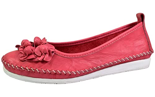 Andrea Conti Damen Ballerina Slipper softes Leder Keilabsatz bequem 0027987, Größe:41 EU, Farbe:Rosa von Andrea Conti