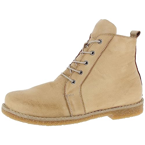 Andrea Conti Damen Stiefelette Leder Schnürboot Krepp Laufsohle 0348718, Größe:37 EU, Farbe:Beige von Andrea Conti