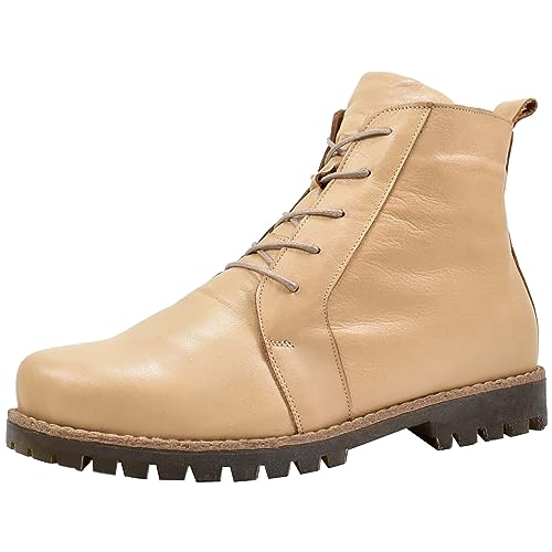 Andrea Conti Damen Stiefelette Leder Schnürboot Profilsohle 0342828, Größe:38 EU, Farbe:Beige von Andrea Conti