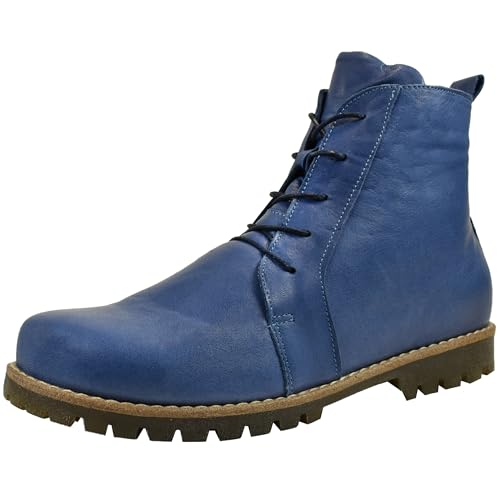 Andrea Conti Damen Stiefelette Leder Schnürboot Profilsohle 0342828, Größe:38 EU, Farbe:Blau von Andrea Conti
