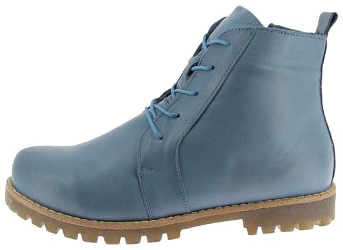 Andrea Conti Damen Leder Schnürboot Profilsohle Stiefelette 0342828, Größe:38 EU, Farbe:Blau von Andrea Conti