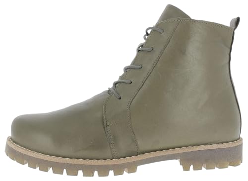 Andrea Conti Damen Leder Schnürboot Profilsohle Stiefelette 0342828, Größe:38 EU, Farbe:Grün von Andrea Conti