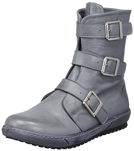 Andrea Conti Damen Stiefelette Biker Boot DREI Riemen Schnalle sportlich 0066009, Größe:39 EU, Farbe:Grau von Andrea Conti