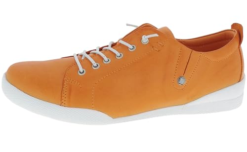 Andrea Conti Damen Slipper mit Zierschnürung sportiv seitlich Stretch 0345724, Größe:41 EU, Farbe:Orange von Andrea Conti