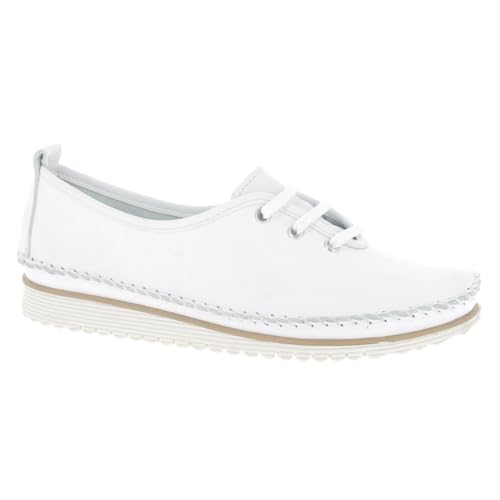 Andrea Conti Damen Leder Schnürschuh Halbschuh Keilabsatz Farbstreifen 0023626, Größe:40 EU, Farbe:Weiß von Andrea Conti