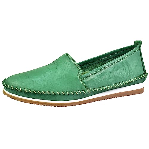 Andrea Conti Damen Leder Slipper Kombitalent trageangenehm leicht 1889601, Größe:39 EU, Farbe:Grün von Andrea Conti