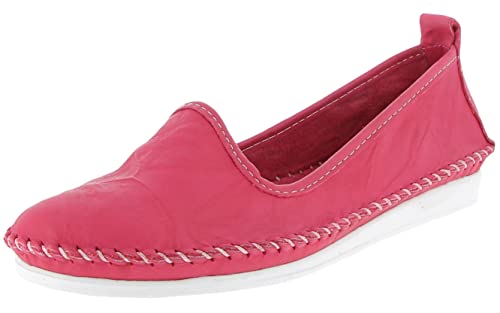Andrea Conti Damen Mokassin Leder Slipper Ballerina Eyecatcher bequem 0027449, Größe:40 EU, Farbe:Rosa von Andrea Conti